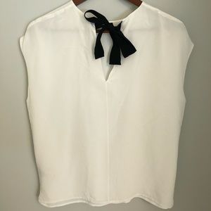 Ted Baker White Chiffon Top With Back Bow Tie